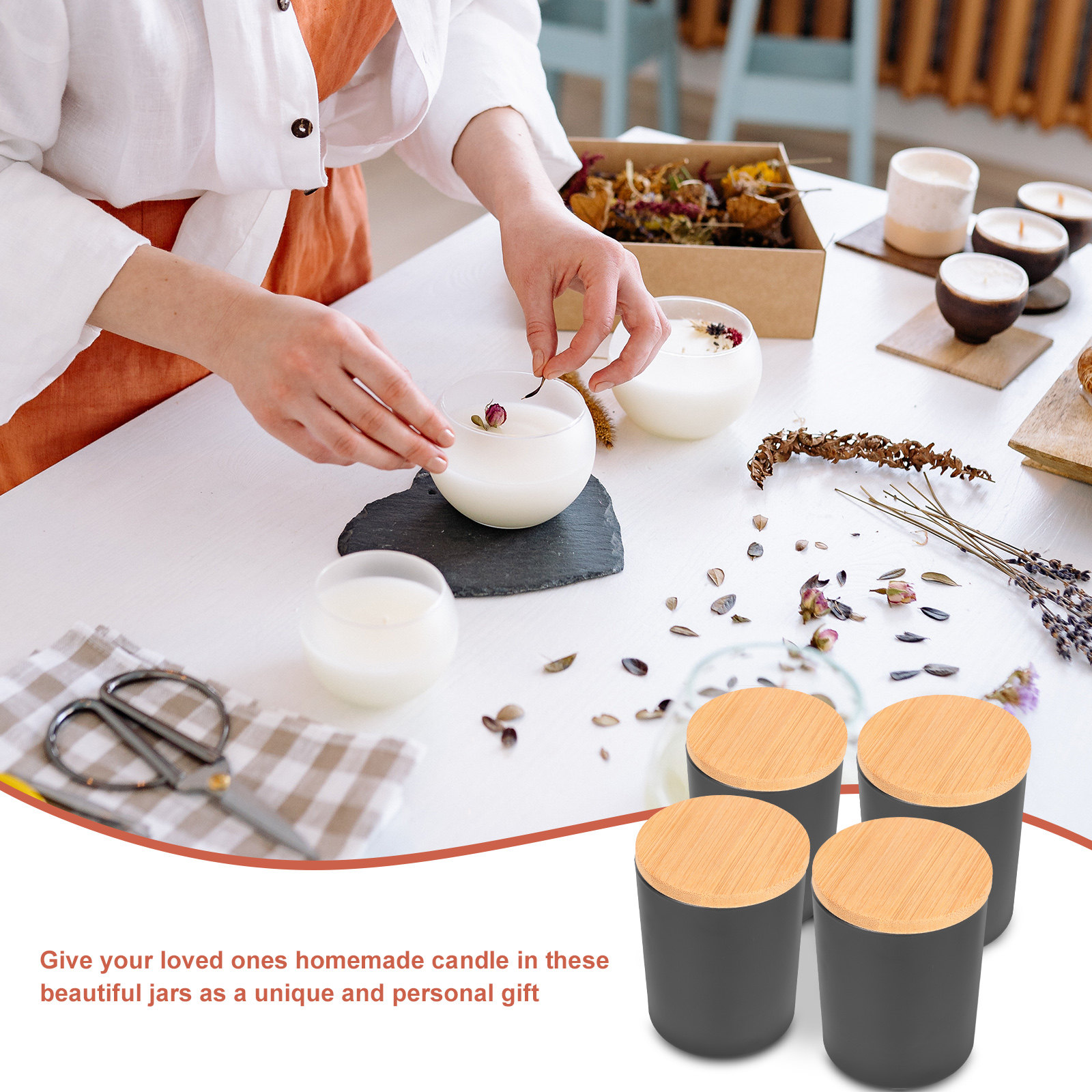 Ensemble de 4 pots en verre po - Candle Making Jars With Lids avis et prix